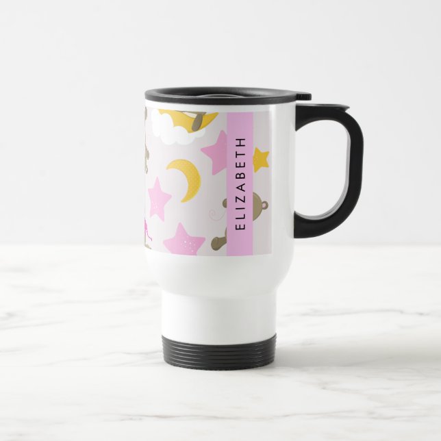 Mug De Voyage Motif D'Ours, Nounours, Étoiles, Votre Nom (Droite)