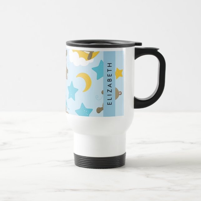 Mug De Voyage Motif D'Ours, Nounours, Étoiles, Votre Nom (Droite)