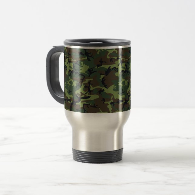 Mug De Voyage Motif du Camouflage Vert, Motif militaire, Armée (Devant gauche)