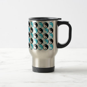 Mug De Voyage Motif du Yin yang bleu et noir