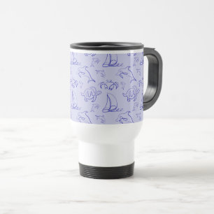 Mug De Voyage Motif d'une ligne d'animal marin et voilier