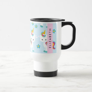 Mug De Voyage Motif D'Unicornes, De Bonnes Unicornes, Votre Nom