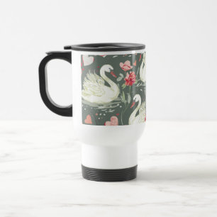 Mug De Voyage Motif Éléments de Cygnes & Cœurs Élégants Rustique