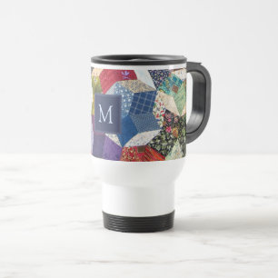 Mug De Voyage Motif Étoiles Patchwork Decoupage Monogramme