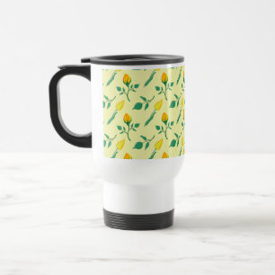 Mug De Voyage Motif floral avec rose jaune et fleurs de tulipe