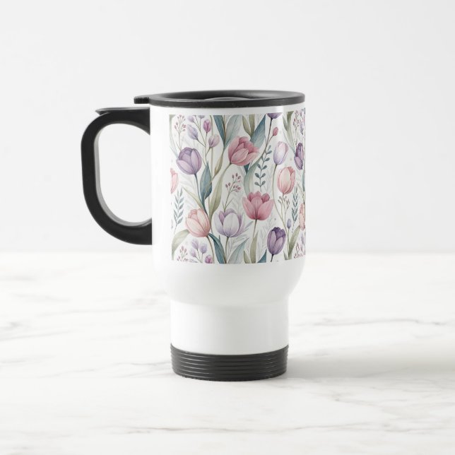 Mug De Voyage Motif floral de tulipe scandinave (Gauche)