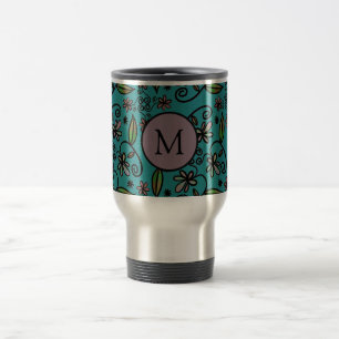 Mug De Voyage Motif floral sarcelle mignon monogramme