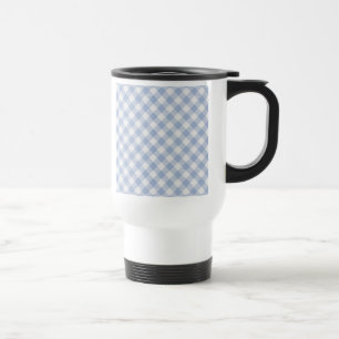 Mug De Voyage Motif Gingham Bleu Clair Imprimé Carreaux Classiqu