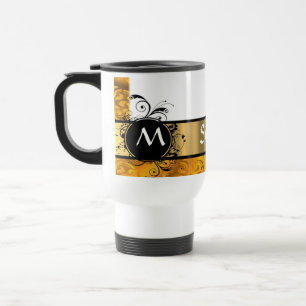 Mug De Voyage Motif jaune d'or de monogramme