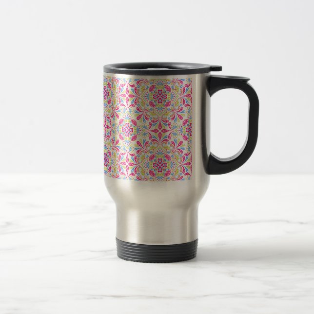 Mug De Voyage Motif kaléidoscope rose et vert (Droit)