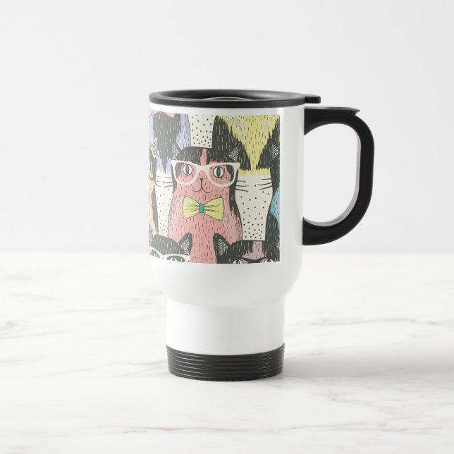 Mug De Voyage Motif mignon de chats de hippie (Droite)