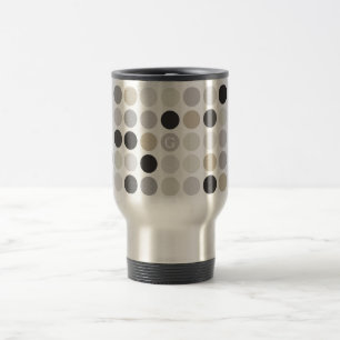 Mug De Voyage Motif monogramme moderne à pois noir et blanc