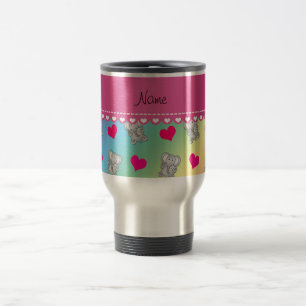 Mug De Voyage Motif nommé personnalisé de coeur d'éléphants
