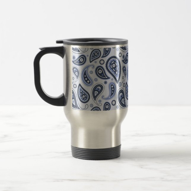 Mug De Voyage Motif Paisley Bleu (Gauche)