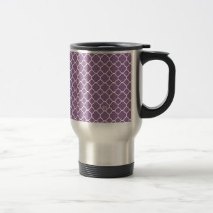Mug De Voyage Motif Quatrefoil blanc mauve tendance