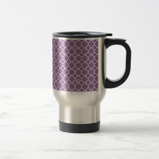 Mug De Voyage Motif Quatrefoil blanc mauve tendance (Droit)