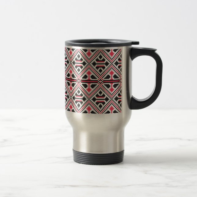 Mug De Voyage Motif rétro à point rouge et noir (Droit)
