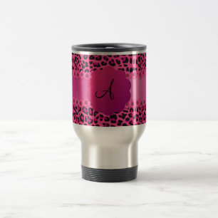 Mug De Voyage Motif rose de léopard de monogramme
