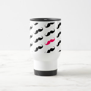Mug De Voyage Motif rose et noir Girly drôle de moustache