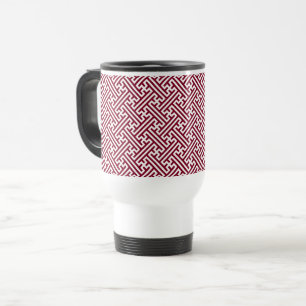Mug De Voyage Motif Sayagata, Japonais, Bourgogne et Blanc