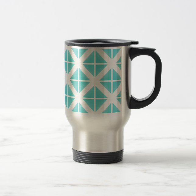 Mug De Voyage Motif Triangle tendance Turquoise (Droit)