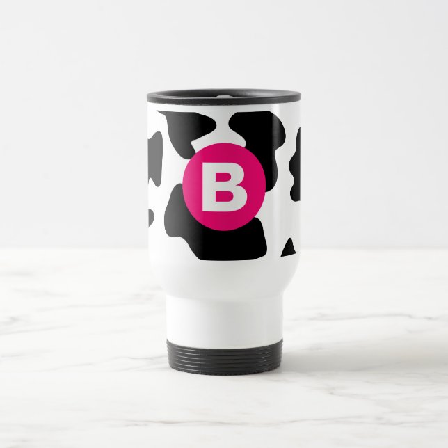 Mug De Voyage Motif vache fantaisiste patch en rose monogramme (Centre)
