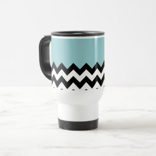 Mug De Voyage Motif Zigzag noir et blanc, Chevron, Bleu
