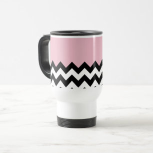 Mug De Voyage Motif Zigzag noir et blanc, Chevron, rose