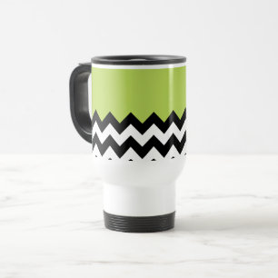 Mug De Voyage Motif Zigzag noir et blanc, Chevron, Vert