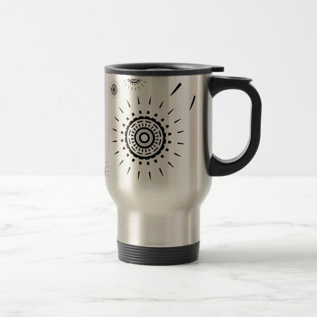 Mug De Voyage Motifs d'éclats noirs sur fond blanc (Droit)