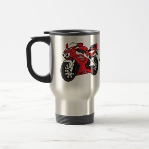 Mug De Voyage Moto de sport rouge mignonne dessin animé