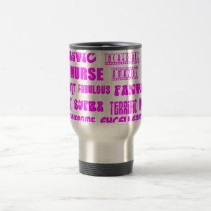 Mug De Voyage Mots roses frais de positif d'infirmières de la