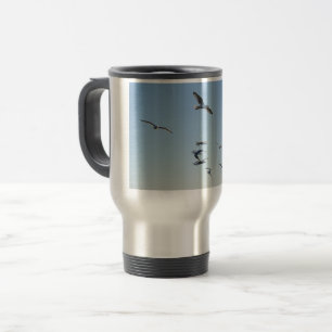 Mug De Voyage Mouettes en vol Brise océanique Ciel bleu côtier