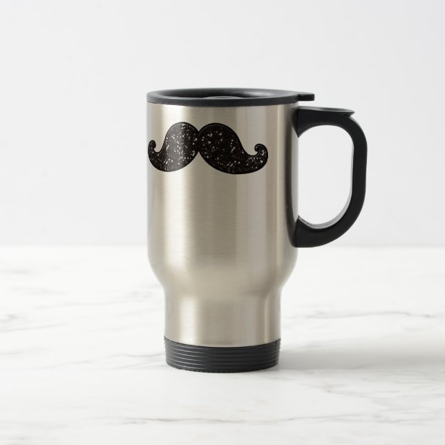 MUG DE VOYAGE MOUSTACHE DE PARTIES SCINTILLANTES DE NOIR (Droit)