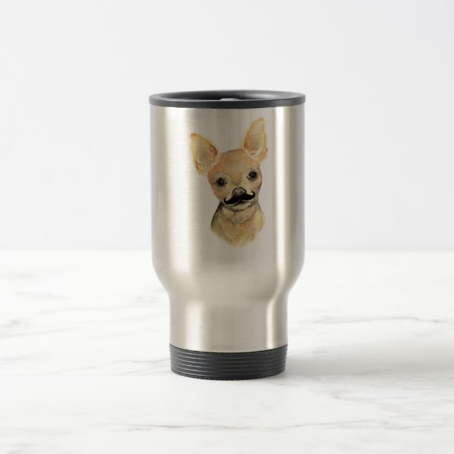 Mug De Voyage Moustache sur une mignonne humour de chien (Centre)