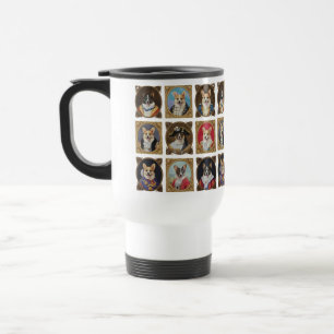 Mug De Voyage Musée Vintage Mur, Portraits de chiens Corgi hilar