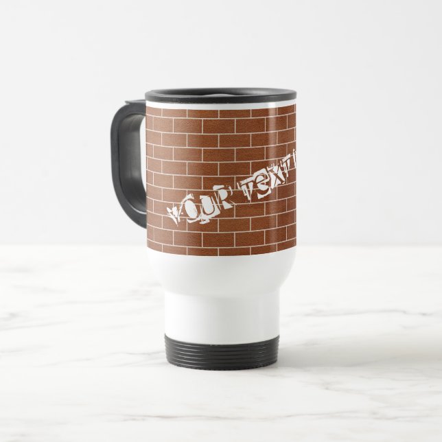Mug De Voyage Musique de déplacement de mur de briques avec text (Devant gauche)