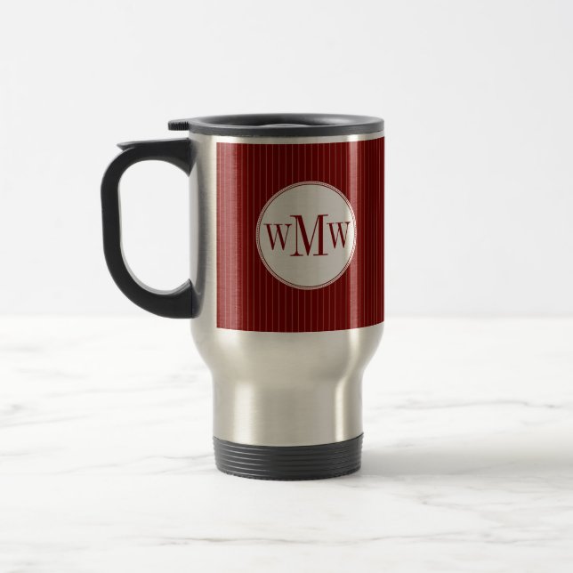 Mug De Voyage Musique de monogramme à rayures (Gauche)