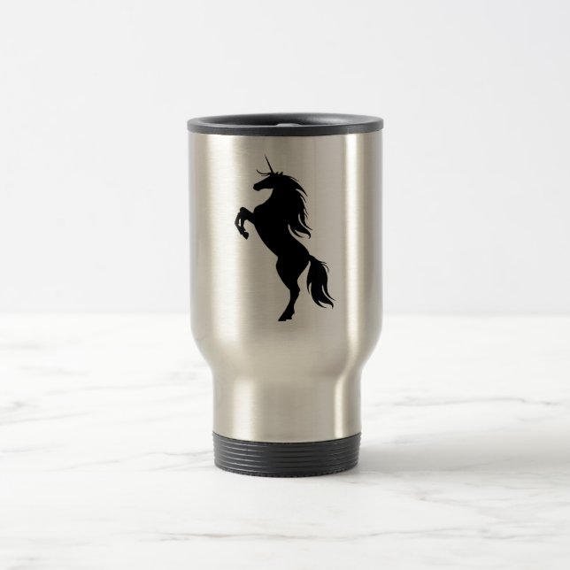 Mug De Voyage Musique de voyage Silhouette Unicorne Noire (Centre)