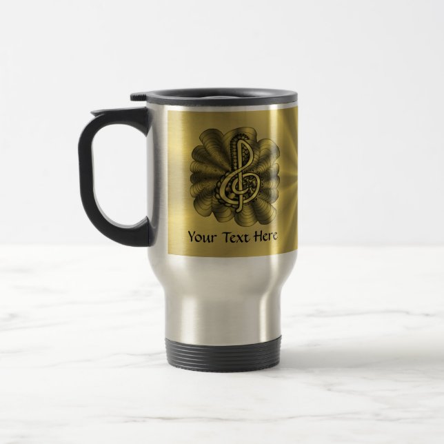 Mug De Voyage Musique Treble Clef Gold Customisé (Gauche)