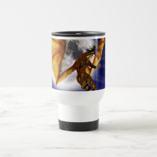 Mug De Voyage Mythe fantastique de dragon doré ciel pourpre