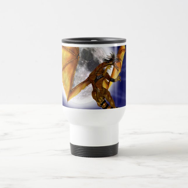 Mug De Voyage Mythe fantastique de dragon doré ciel pourpre (Centre)