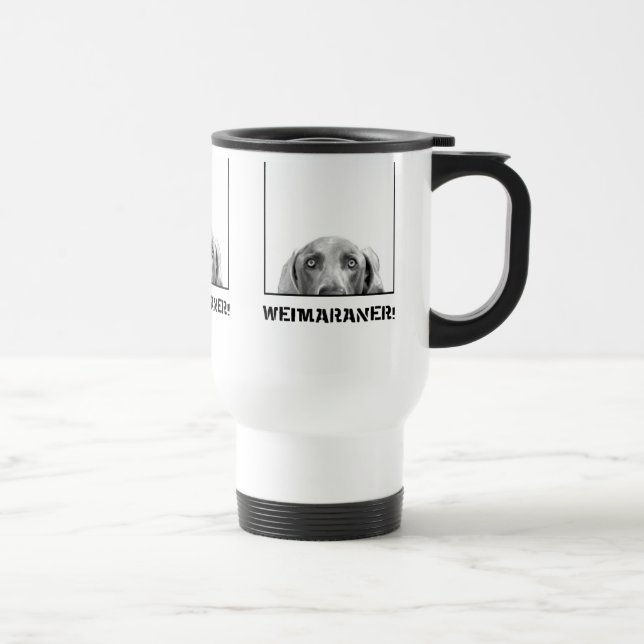 Mug De Voyage Nation de Weimaraner : Weimaraner dans une boîte ! (Droite)