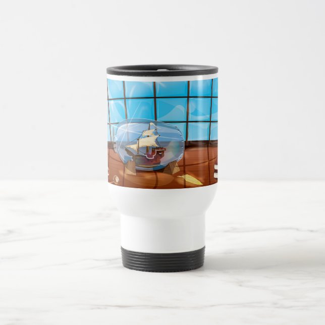 Mug De Voyage Navire dans une bouteille en mer (Centre)