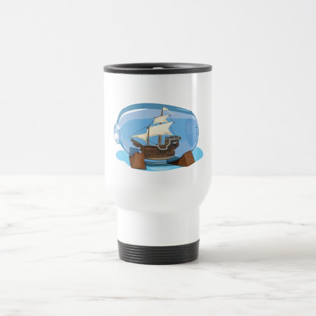 Mug De Voyage Navire dans une bouteille en mer (Centre)