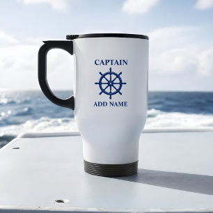 Mug De Voyage Navires Roue, avec nom de capitaine ou de bateau