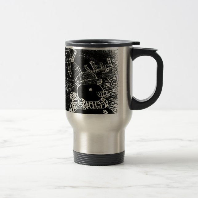Mug De Voyage Neige et Yaie en noir Noël (Droit)