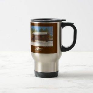 Mug De Voyage "Neige voyage sur woodland de lac pont"/tasse de