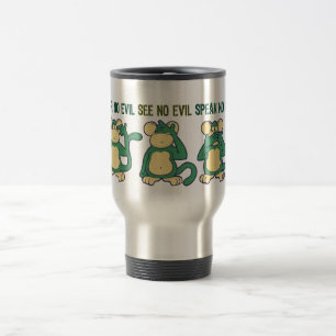 Mug De Voyage N'entendez aucun vert de singes de mal