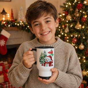 Mug De Voyage Noël bonhomme de neige hivernal personnalisé
